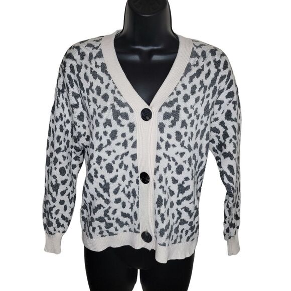 Loft Nwot Cropped Leopard Print V-Neck Cardigan XSP Petite - Picture 1 of 6